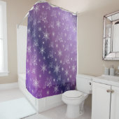 paars, rendier, ster, sterren, sneeuwvlok, kerst douchegordijn (In situ)