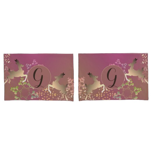 Paars rendieren en sneeuwvlokken kussensloop (Voorkant-Set)