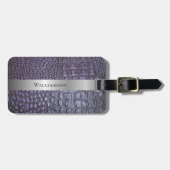 Paars retiel digitaal leder, zilver bagagelabel (Voorkant horizontaal)