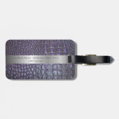 Paars retiel digitaal leder, zilver bagagelabel (Achterkant horizontaal)