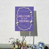 Paars Retro Disco Acryl Trouw Welkom Bord