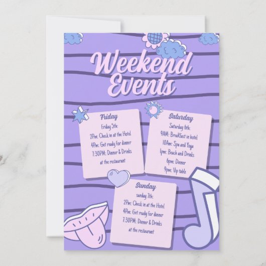 Paars Retro Fun Meidenavond Kaart (Achterkant)