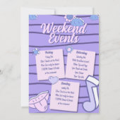 Paars Retro Fun Meidenavond Weekend Kaart (Achterkant)