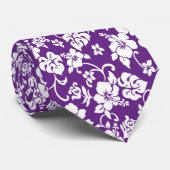 Paars Retro Hawaiian Print Stropdas (Opgerold)