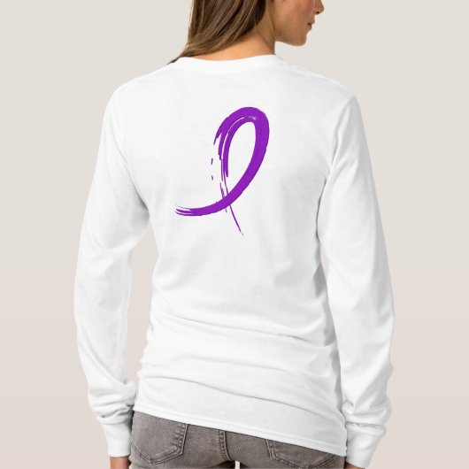 Paars Ribbon A4 van de ziekte van Crohn T-shirt (Achterkant)