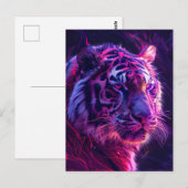 Paars Rode Neon Tijger Kosmische Gloed Briefkaart (Voorkant / Achterkant)