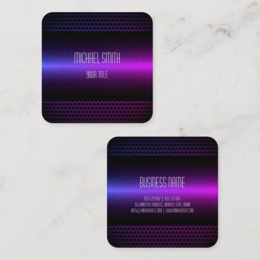 Paars roestvrij staal Metalen blik Vierkante Visitekaartje (Voorkant / Achterkant)
