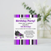 Paars Roller Schaats Birthday Party - Paarse Strip Kaart (Staand voorkant)