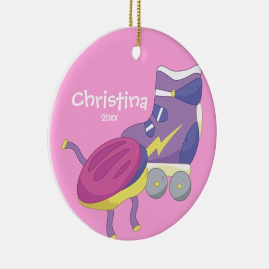 Paars Roller Schaats Sport kerstversiering Keramisch Ornament (Rechts)