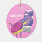 Paars Roller Schaats Sport kerstversiering Keramisch Ornament (Links)