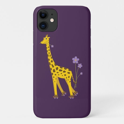 Paars Roller Skating Funny Cartoon Giraffe Case-Mate iPhone Case (Achterkant)