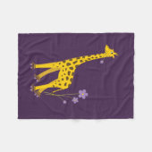 Paars Roller Skating Funny Cartoon Giraffe Fleece Deken (Voorkant (Horizontaal))