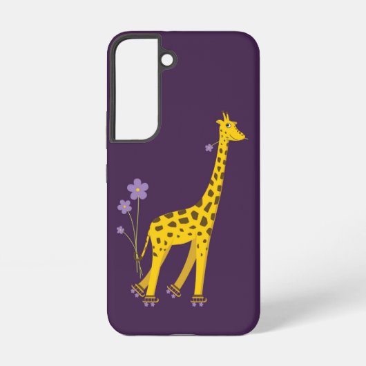 Paars Roller Skating Funny Cartoon Giraffe Samsung Galaxy Hoesje (Achterkant)