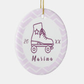 Paars Rollerblading Roller Skating Girly Name Keramisch Ornament (Rechts)