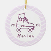 Paars Rollerblading Roller Skating Girly Name Keramisch Ornament (Voorkant)