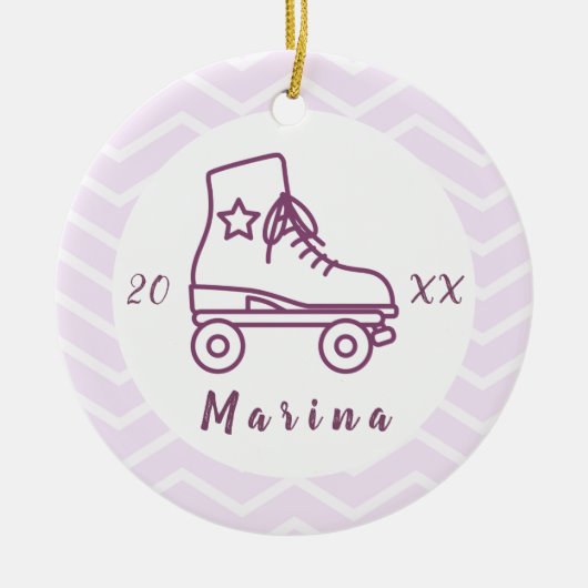 Paars Rollerblading Roller Skating Girly Name Keramisch Ornament (Voorkant)