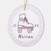 Paars Rollerblading Roller Skating Girly Name Keramisch Ornament (Links)