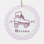 Paars Rollerblading Roller Skating Girly Name Keramisch Ornament (Achterkant)