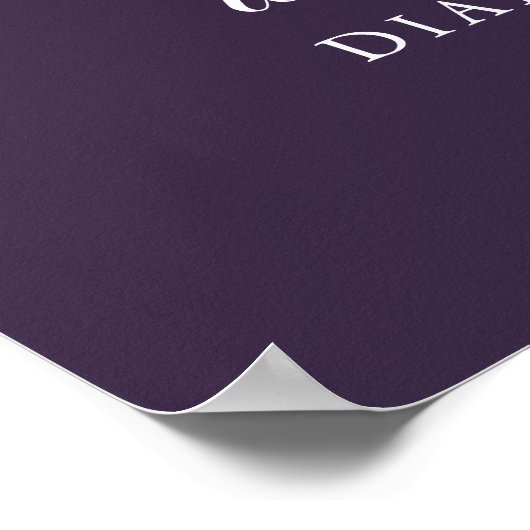 Paars-Romantic Welkomstteken voor bruiloft Poster (Hoek)