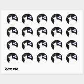 Paars ronde zwarte sticker (Vel)