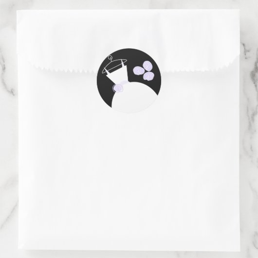 Paars ronde zwarte sticker (Tas)