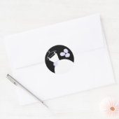 Paars ronde zwarte sticker (Envelop)