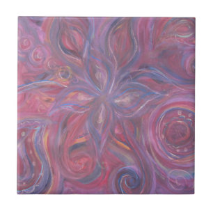 paars rood abstract bloempatroon tegeltje