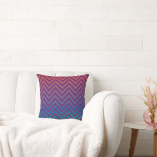 Paars, Rood, Blauw & Groen Vintage Chevron Strepen Kussen