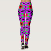 Paars rood en groen ventilatorpatroon leggings (Achterkant)