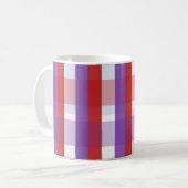 Paars, rood en roze gingham Patroon Koffiemok (Voorkant links)