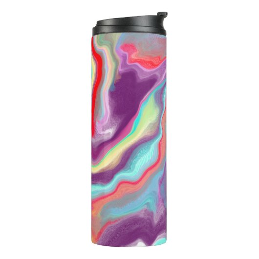 Paars, rood, geel, blauw Abstract gepersonaliseerd Thermosbeker (Gedraaid links)