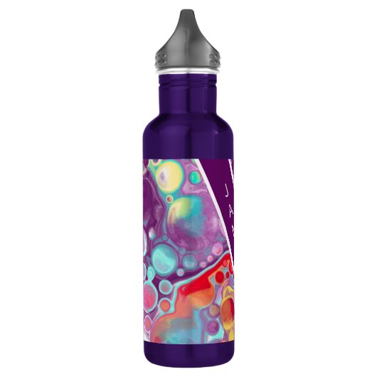 Paars, rood, geel, blauw Abstract gepersonaliseerd Waterfles (Links)