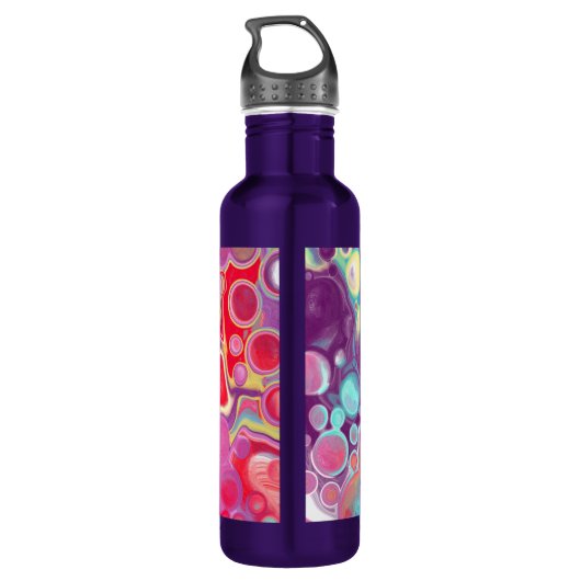 Paars, rood, geel, blauw Abstract gepersonaliseerd Waterfles (Achterkant)