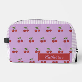 Paars & Rood Kersen Gingham Patroon Eenvoudig Frui Toilettasje