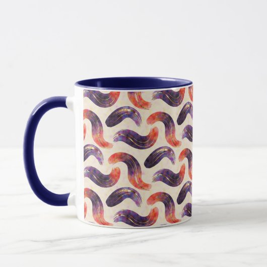 paars, rood, oranje en goud. mok (Links)