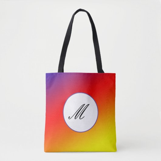 Paars rood oranje monogram tote bag (Voorkant)