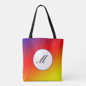 Paars rood oranje monogram tote bag (Achterkant)
