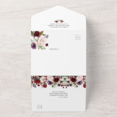 Paars, Rood, Roze, Goud Bloemmotief | All In One Uitnodiging (Buitenkant)