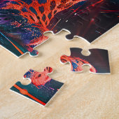 Paars Rood Turquoise Neon Jaguar Licht Legpuzzel (Zijkant)