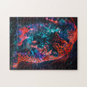 Paars Rood Turquoise Neon Jaguar Licht Legpuzzel (Horizontaal)