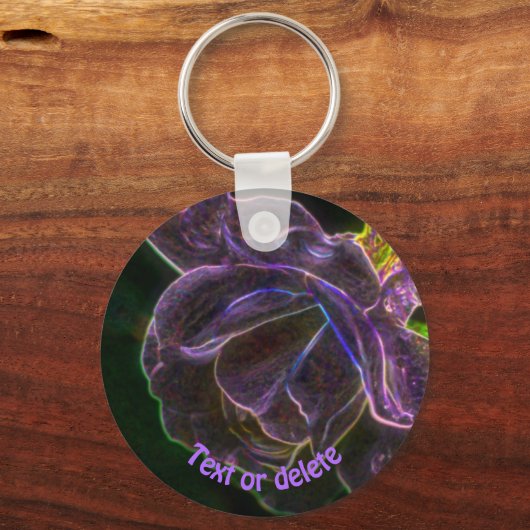 Paars Roos Abstracte kunstklep op maat Sleutelhanger (Achterkant)