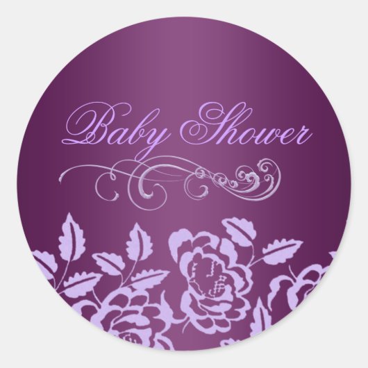 Paars Roos Baby shower Ronde Sticker (Voorkant)
