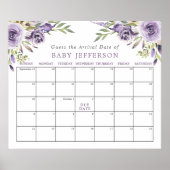 Paars Roos Baby shower: Vervaldatum agenda Poster (Voorkant)