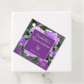 Paars Roos bloemen Silver Butterfly Quinceañera Bedankjes Labels (In situ)