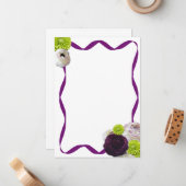 PAARS ROOS & BRIEFPAPIER NOTITIEKAARTJE (Voorkant / Achterkant in situ)