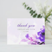 Paars Roos bruiloft Hartelijk dank Bedankkaart (Staand voorkant)