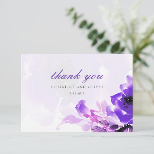 Paars Roos bruiloft Hartelijk dank Bedankkaart (Staand voorkant)