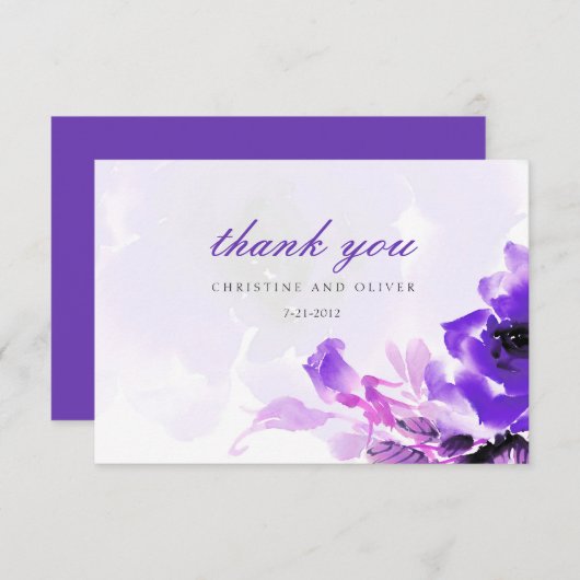 Paars Roos bruiloft Hartelijk dank Bedankkaart (Voorkant / Achterkant)