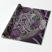 Paars Roos Celtic Knot Cadeaupapier (Uitgerold)