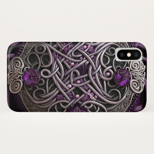 Paars Roos Celtic Knot Wrapping Paper Case-Mate iPhone Case (Achterkant (horizontaal))